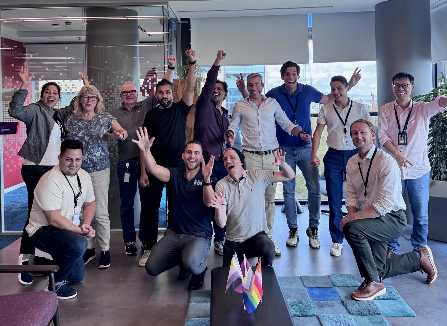 Shantnu Jain with his global team at an offsite in Barcelona